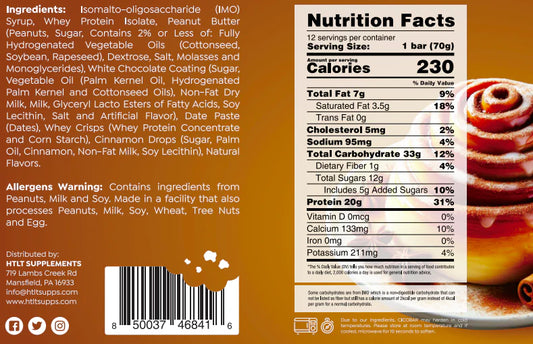 HTLT CicoBar Protein Snack Bar Cinnamon Roll